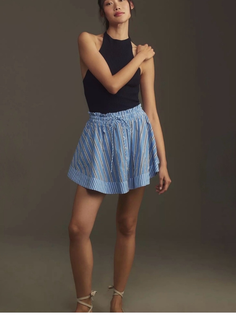 Women’s Anthropologie Blue/ White Stripe Boxer Mini Skirt - Size Large